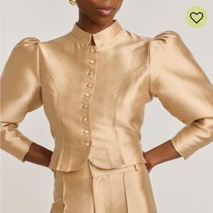 Beige satin puff sleeve jacket destree